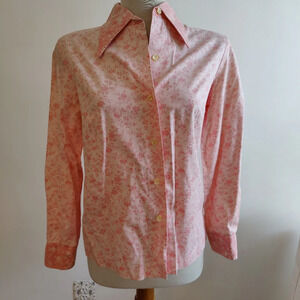 Vintage Button Down Floral Shirt / Pink Two Tone / Sears / Small